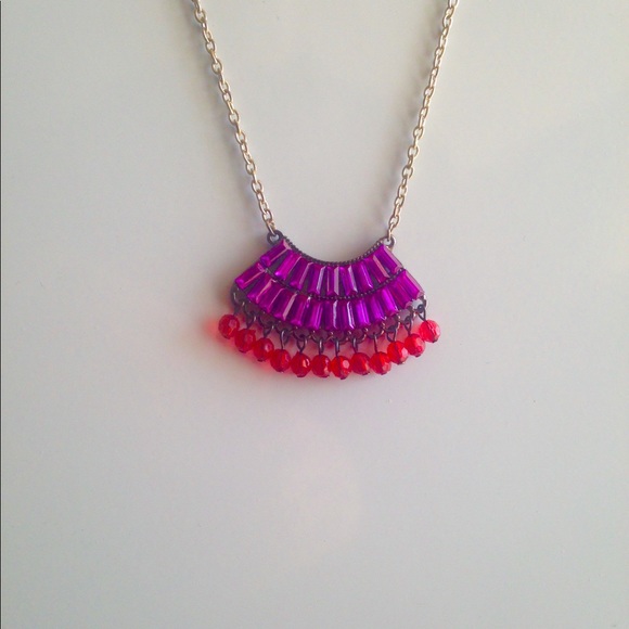 NEW Jewel Tone Purple & Red Boho Fashion Necklace - Picture 4 of 6